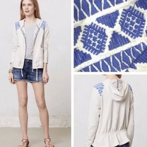 Anthropologie Lilka Embroidered Epaulette Hoodie